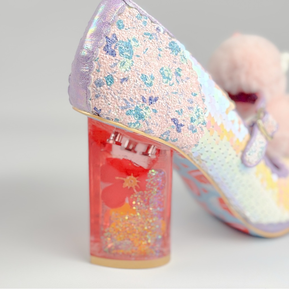Irregular Choice Luce Mia Pink Rabbit Pom Heels – Size 38  – Iridescent - Picture 8 of 8